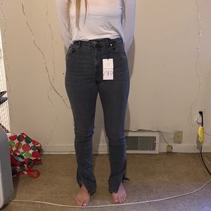 ZARA black jeans with split end